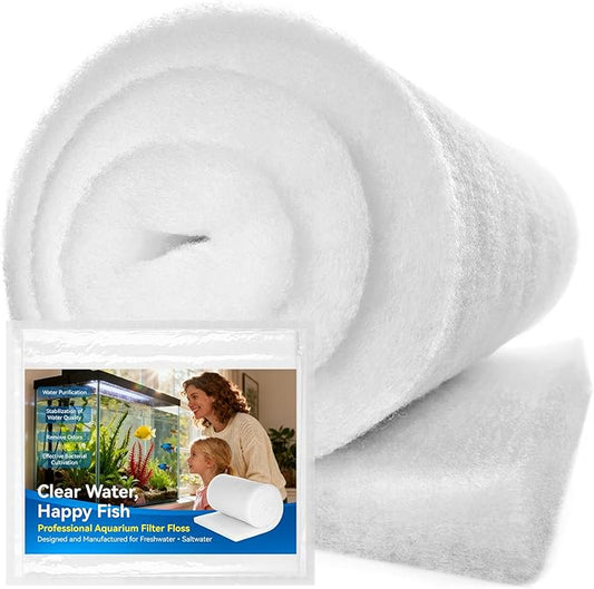 Borlech Aquarium Filter Floss Pad - Mechanical & Polishing Polyester Media for Fish Tank Filters, Ultra-Clear Water in No Time, 3/4" Thick (39.4” x 11.8”) 1 Pack