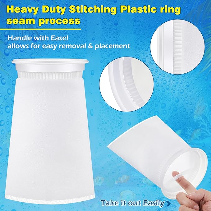 Jecery 8 Pcs 4 Inch Aquarium Filter Socks, 200 μm Ring Felt Filter Bags 4 x 8 inches Sump Socks for Saltwater Aquarium Fish Tank Freshwater