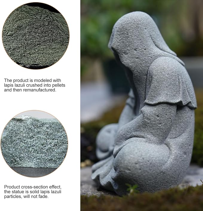 Fish Tank Buddha Statue Sandstone Ornament,Zen Garden Aquarium Decor,Meditating Statues for Underwater Landscaping