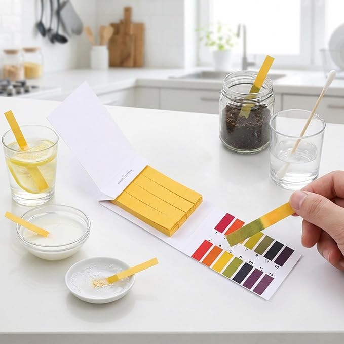 Uric Acid Test Kit, 10PCS Litmus Paper 1-14 Acid Test Kit Strips for Wet Soap, Lemon Juice, Milk, Liquid Detergent, Wet Soil, Saliva, Sweat