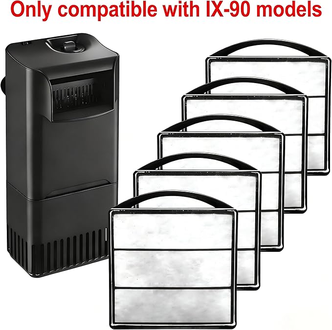 TARARIUM Fish Tank Filter Replacement Filter Element 5PSC, Cotton Material Suitable for IX-90 Daily Filter Replacement (White, IX-90-5PSC) not Suitable for IX-90