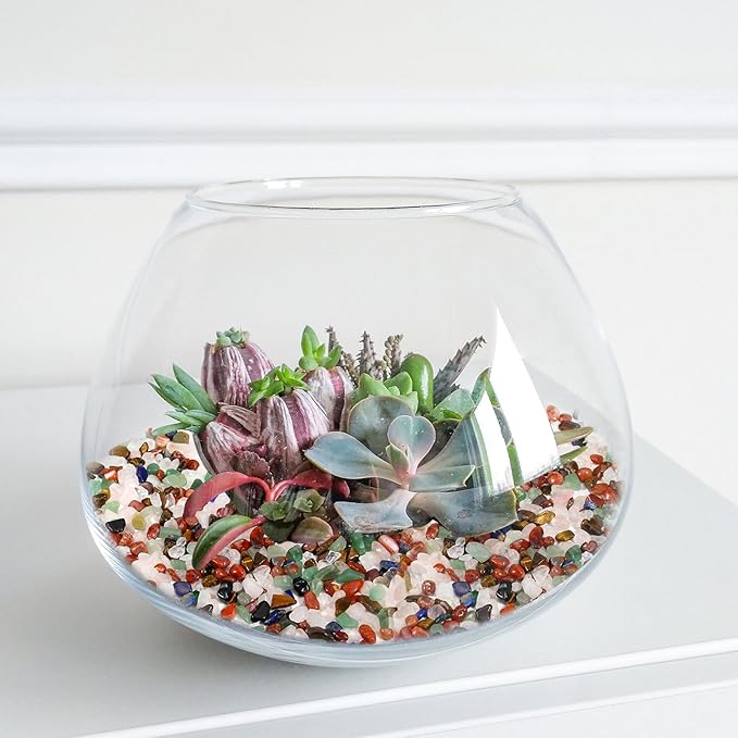 Crystal Chips Stone Pebbles 1 Lb/465g Natural Quartz Stones Aquarium Gravel Sea Glass Rock Sand for Crafts, Vases Filler, Succulent Plants, Aquarium Gravel Rocks, Fish Tank (White, One-Size)