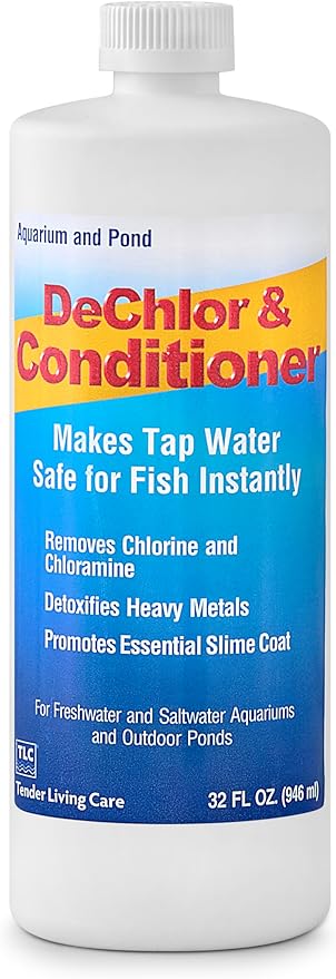 TLC Products, DeChlor & Conditioner, Aquarium Water Treatment, for Freshwater and Saltwater, 32 fl oz