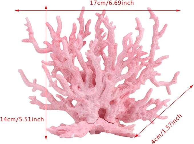 Aquarium Coral Plastic Vivid Artificial Coral Plant Ornament for Aquarium Underwater Fish Tank Pink (Small Size (29.9 X 15 X 6.7in))