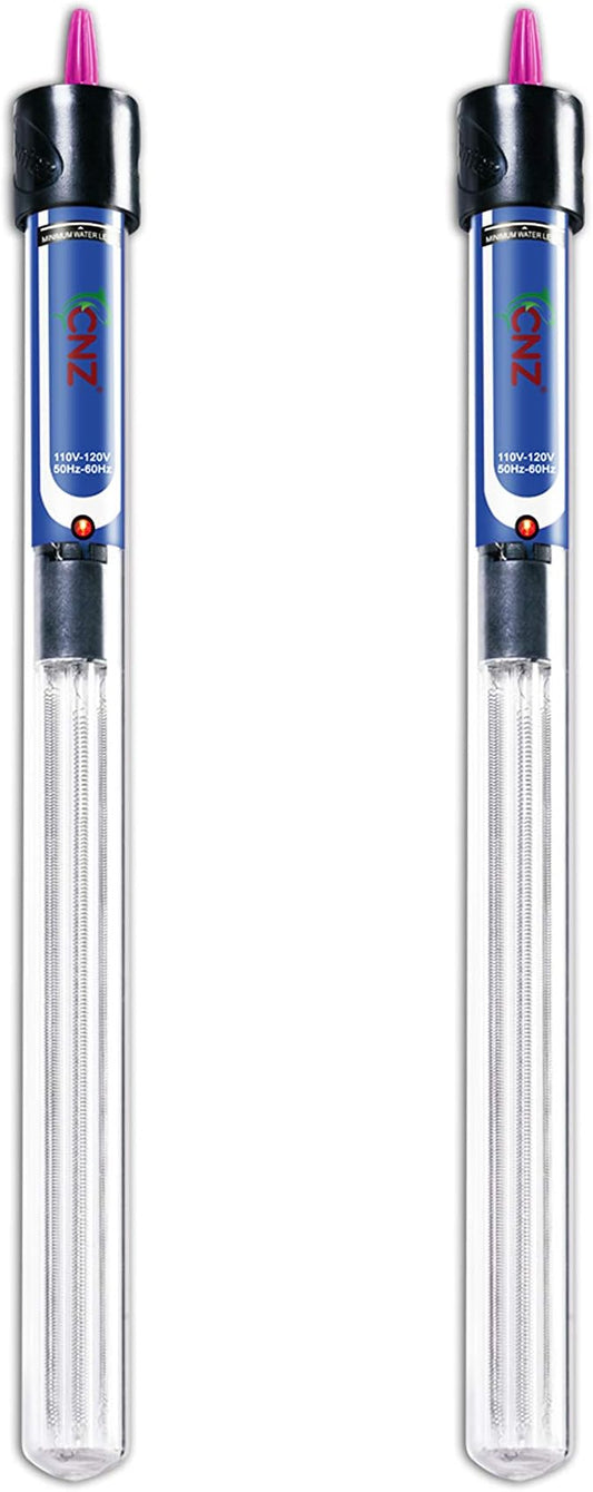 CNZ Aquarium Quartz Glass Submersible Heaters (50-watt, 2-Pack)