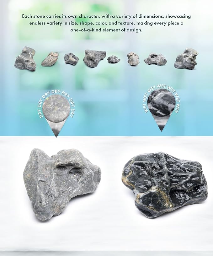 SubstrateSource Natural Aquarium Stones - Bug-Eaten, Pahai, Dark Bluish Green Decorative Aquascaping Rocks for Betta Fish Tank, Cichlids, Shrimp, Hermit Crab & Reptile Enclosure - Hakkai, 10 LB