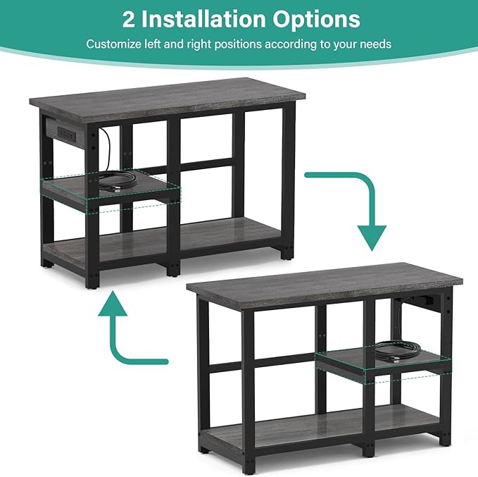 AQQA 40-50 Gallon Fish Tank Stand with 5 in 1 Power Outlets, 36x18 Inch Heavy Duty Metal Frame Aquarium Stand, Adjustable Storage Shelves, 720LBS Capacity Terrarium Stand, 3 Tiers Reptile Tank Stand