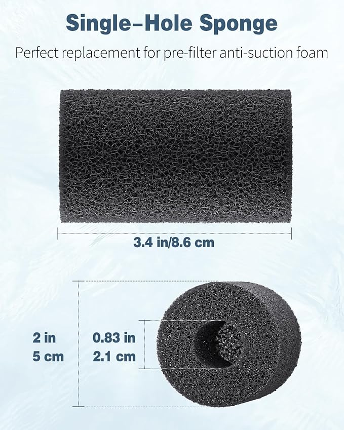 Pawfly 6 Pack Pre-Filter Sponge, Aquarium Filter Sponge 0.8" Intake Sponge Foam Roll for Small Fish Shrimp Fry Fish Tank Covers Accessories