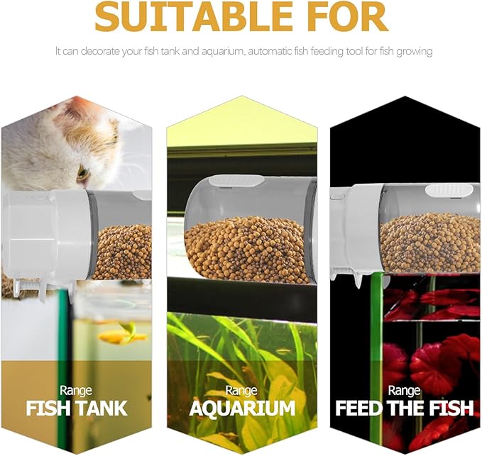 Garneck Automatic Fish Feeder Aquarium Feeder with Timer for Goldfish Turtle Feeding Small Tank Vacation Auto Diet Dispenser