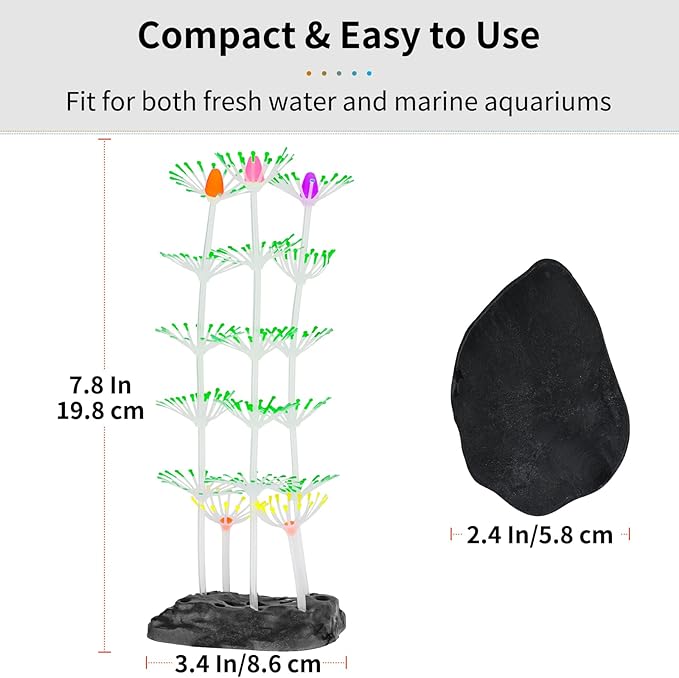 Uniclife Strip Coral Plant Ornament Glowing Effect Silicone Artificial Decoration for Fish Tank, Aquarium Landscape - Green