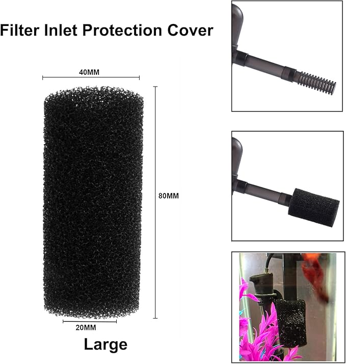Pre-Filter Sponge Aquarium Filter Intake Cover Aquarium Filter Sponge Foam Rolls Compatible Filter Accessories Replacement Aquarium Filter Media for Fish Tank, Large Hole