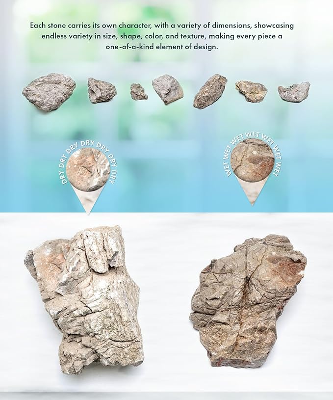 SubstrateSource Natural Aquarium Stones - Light Brown with Gray, Dimples & Craters, Decorative Aquascaping Rocks, Epiphytic Plants, Shrimp, Betta Fish Tank & Reptile Enclosure - Elephant Skin, 30 LB