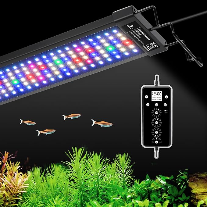 fishkeeper LED Aquarium Plant Light, 24/7 Full Spectrum Aquarium Light with 5 Nature Weather Mode, Auto On Off with Timer for 18-24 Inch Fish Tank, Adjustable Colors/Brightness with Memory Function