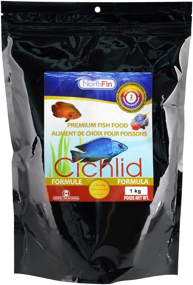 Northfin Cichlid Formula Fish Food – Slow Sinking Pellets for Cichlids (2mm, 1kg) | Premium High-Protein, All-Natural Cichlid Diet to Enhance Color & Growth – No Fillers, No Hormones, Made in Canada