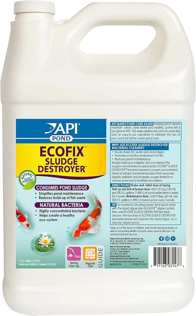 API POND ECOFIX SLUDGE DESTROYER Pond Water Clarifier and Sludge Remover Treatment 1-Gallon Bottle