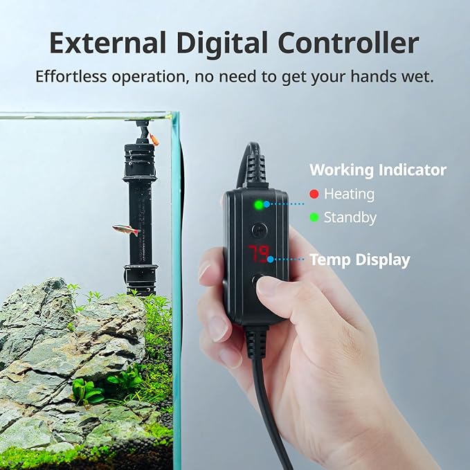 NICREW 300W Aquarium Heater with Temperature Adjustable Controller & Dual Sensors, 50-80 Gallon Submersible Fish Tank Heater, Overheat Protection