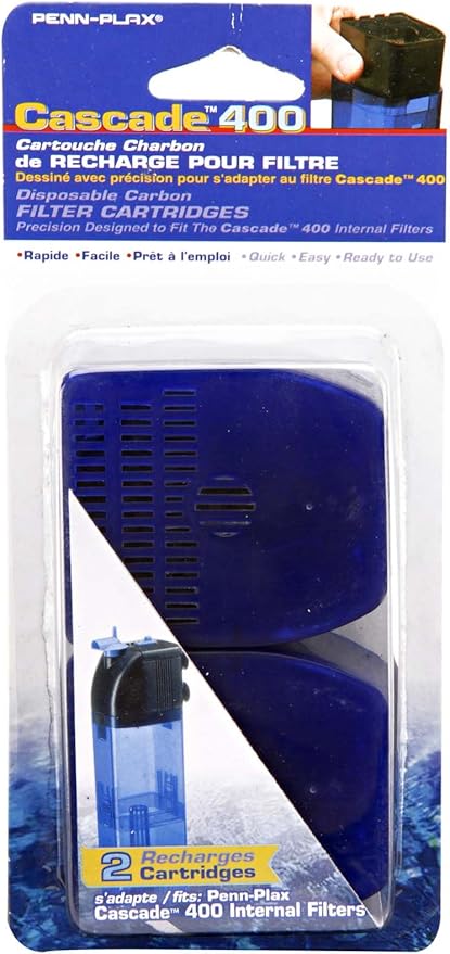 Penn-Plax Cascade 400 Filter with Internal Replacement Media, 2-Pack