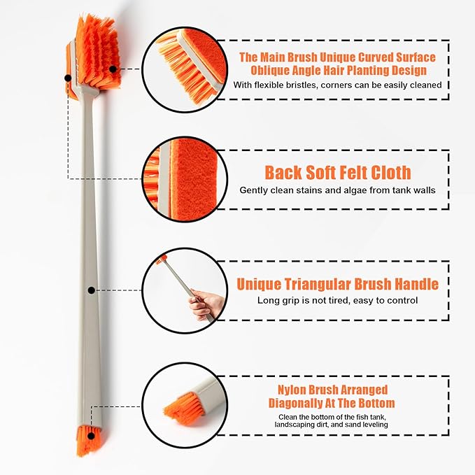 Rislobx 1pcs Small Aquarium Cleaning Tool, Algae Scraper for Fish Tank, Aquarium Brush, Fish Tank Cleaner Adapted for Glass and Acrylic Aquariums