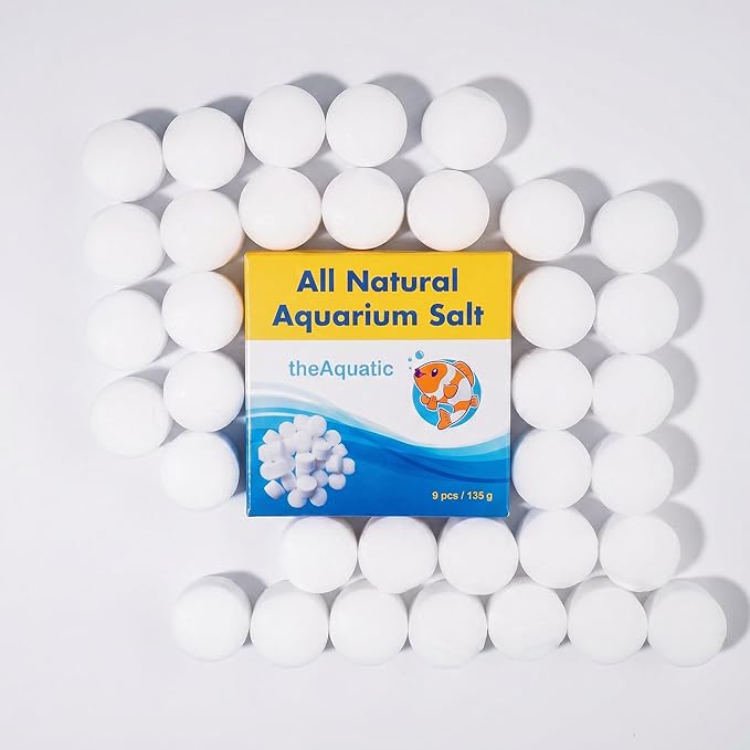 Premium Aquarium Salt, Aquarium Salt Freshwater Tablets for Aquarium Water Treatments Essential Supplies (9 Tablets)