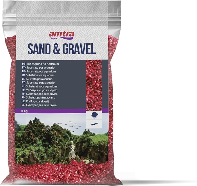 Croci Amtra Red Ceramized Quartz - Fine Quartz Aquarium Sand for Freshwater or Saltwater 2-3mm Grit 5kg Quantity