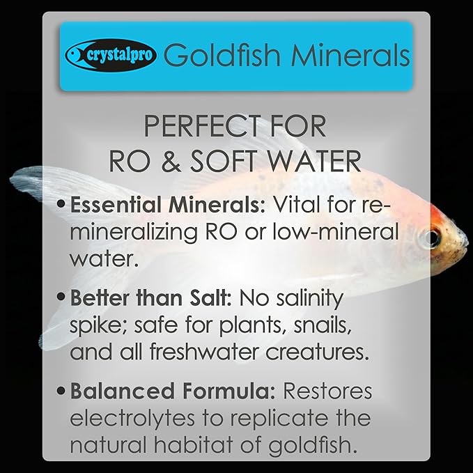 Crystalpro Goldfish Minerals 4.22 Oz-Mineral Additive for Goldfish Replenishes Protective Coat and General Health Aquarium Salt for Freshwater Tank (125 ml) Treats 660 Gallons