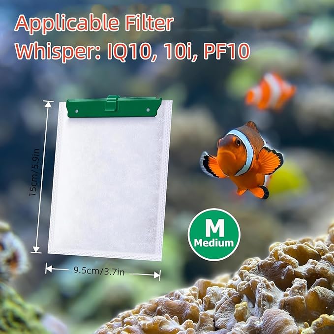 Tetra Whisper Medium Filter Cartridges Replacement fit for Whisper ReptoFilter and 10i IQ10 PF10, Reptofilter Aquarium Filters,6/12 Pack (12)