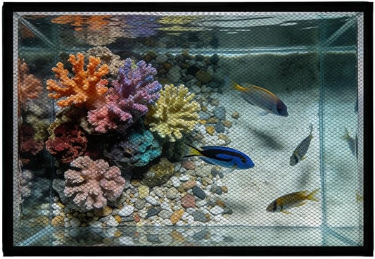 Aquarium Mesh Lid - Magnetic Fish Tank Cover Screen Hood, Breathable Anti Escape Tank Protector, Lightweight Durable Mesh Structure for Aquarium Safety Use, Home Office Pet Store Breeder Setup