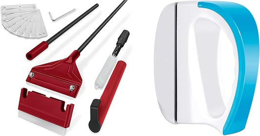 Magnetic Aquarium Fish Tank Glass Cleaner Scrubber Clean Brush & 24.5’’ Professional Algae Scraper, Aquarium Blade Cleaner