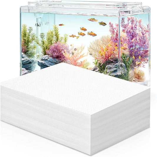100PCS Aquarium Filter Pad Color Absorbing Sheets - Aquarium Filter Media Remove Driftwood Tannins, Remove Yellow Water, Filter Floss Pond Filter Media for Aquarium, Freshwater and Saltwater