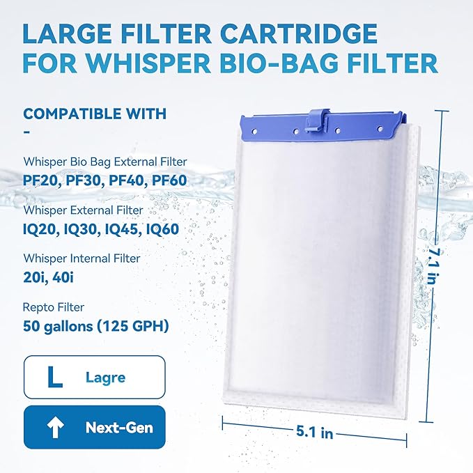 New Upgraded 6-in-1 16-Pack Aquarium Filter Cartridges, Designed for Tetra Whisper Bio-Bag Filter Cartridges Large, Fits Tetra Whisper Filter Large — Fits IQ/PF/20i/40i, 20-60 Gallon Tanks
