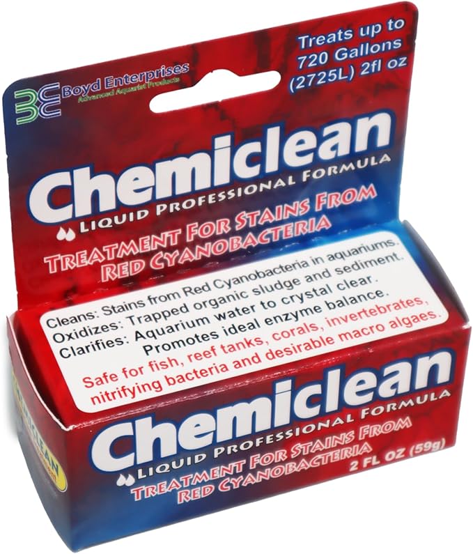 Boyd Chemi-Clean 2oz Liquid Treats up to 720 Gallons - Effective Chemiclean Cyanobacteria for Marine & Freshwater Aquariums, Safe for Fish, Corals & Invertebrates