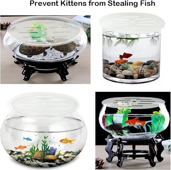 2PCS Round Aquarium Cover Lid, Clear Acrylic 7.5 Inch Aquarium Fish Tank Anti Jump Lid, Multi Hole Efficient Water Maintenance for Turtles Reptiles Shrimps Fish