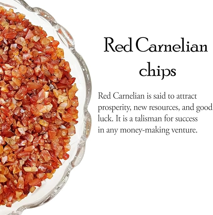 Shubhanjali 1 lbs Red Carnelian Chips Stone Small Crushed Crystal Healing Pebble Rocks Stone Decorative Natural Stones Gravels for Aquarium Home Decor, Garden and Table