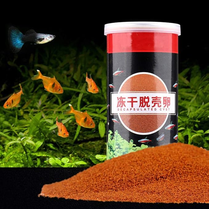 100g Small Baby Fish Food Float Freeze Brine Shrimp Egg for Turtle Betta Juvenile Fish Sea Fish Tropical Fish Fits for Freshwater and Saltwater