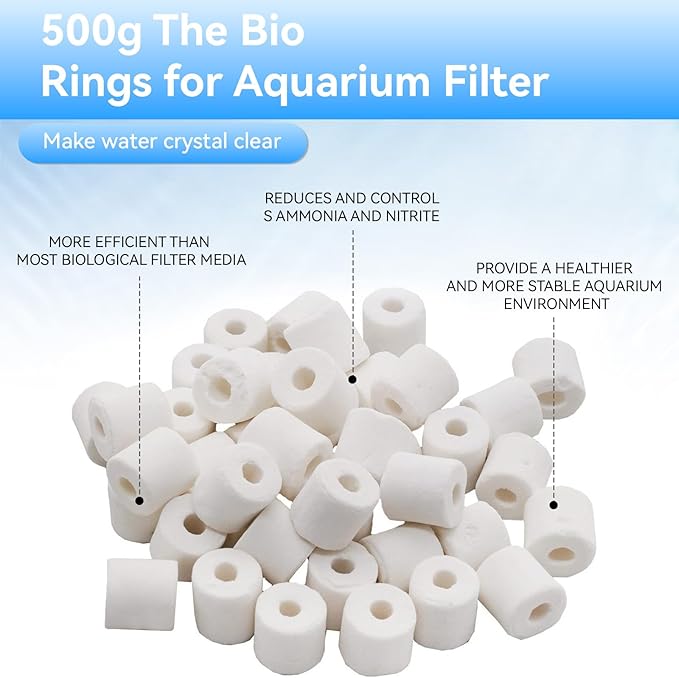 500g Biological Filter Ceramic Rings Compatible with Fluval Filter Series 106, 206, 306, 406, FX5, FX6, Biological Filter Media for Aquariums, Replacement for Fluval Biomax Biological Material Remover