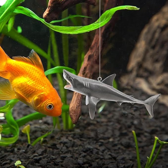 GANPUB 1Pc Floating Shark Ornament - Adjustable Aquarium Shark Animal Decor | Aquarium Floating Shark Ornaments Thematic Ornaments Suitable for Aquarium All Kinds of Fish Tank and Home Aquarium Décor