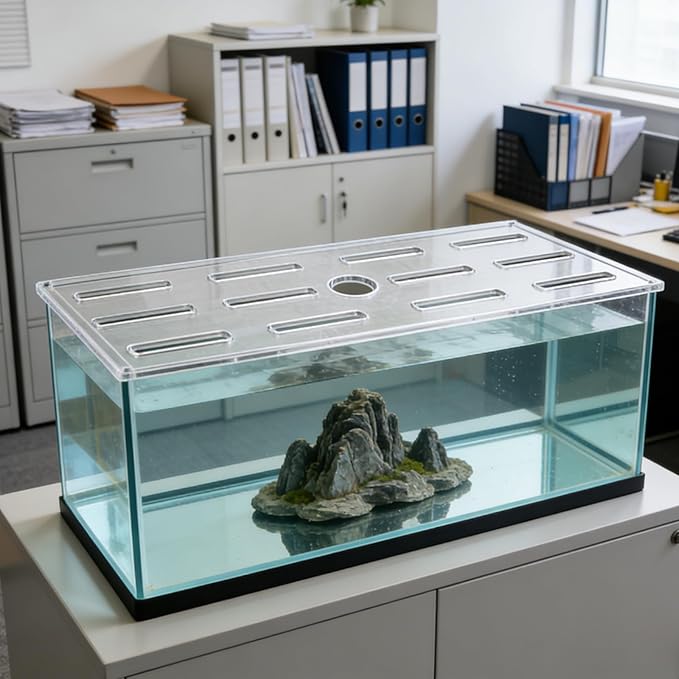 Aquarium Lid with Hole: 14.6x5.9 Rectangle Anti-Jumping Fish Tank Cover - Clear Aquarium Hood Cover to Protect Fish Reptiles Turtles from Jumping Out