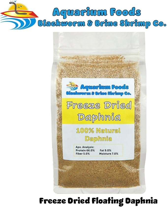 Daphnia, Freeze Dried Fresh Water Daphnia for Fry, Baby and Small Tropicals, Marines, Corals, Anemones, Cichlids, Fry and Baby Koi & Pond Fish…4.3oz Clear Bag