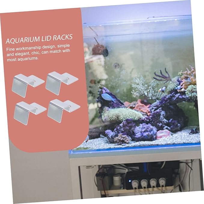 Kisangel 8pcs Sturdy Stainless Steel Aquarium Lid Holders Fish Tank Glass Cover Racks Non-Skid Clips for Secure Lid Support for Thick Glass for Fish and Aquatic Pets