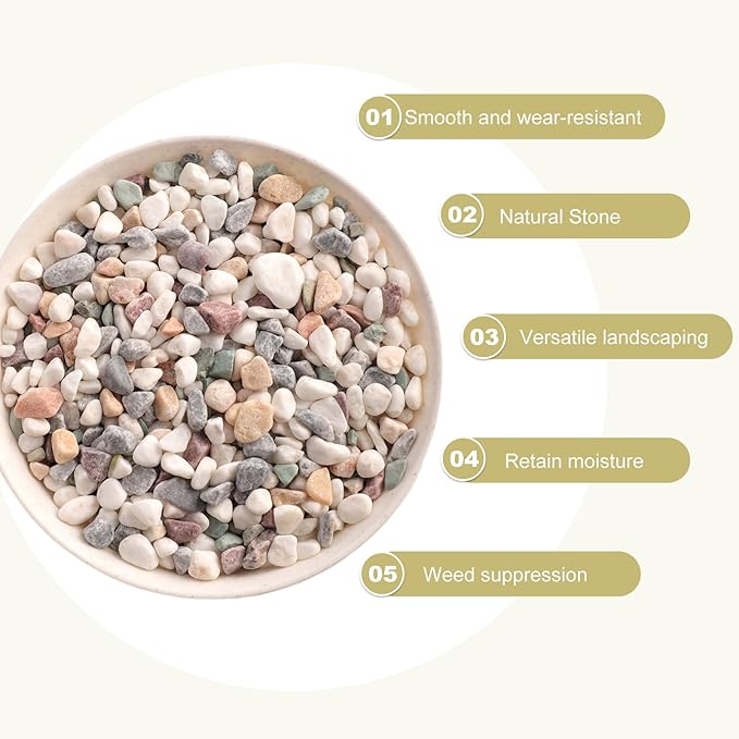 11LB River Rocks for Fish Tanks Aquarium Gravel Small Rocks for Plants Decorative Rocks Mixed Color Vase Fillers Rocks for Crafts Colorful Rocks 1/8-3/8inch