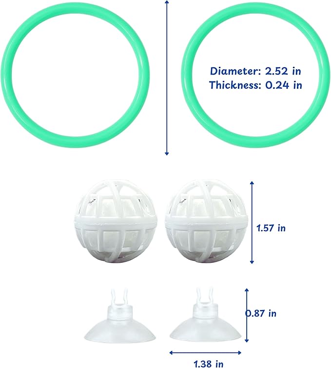 Betta Fish Exercise Ring and Filter Balls Set, Fish Feeder Ring and Nitrifying Ball, Betta Fish Toys for Small Tank, Betta Ring, Beta Fish Training Loop, Aquarium Toys for Pets Turtle (Green, M-70mm)