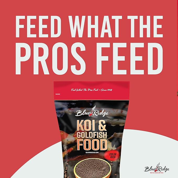 Blue Ridge Koi Fish Food 2lb - Koi Food Color Growth Formula, Goldfish Food, Premium Fish Food for Ponds, Ponds Fish Food, Floating Pond Pellets