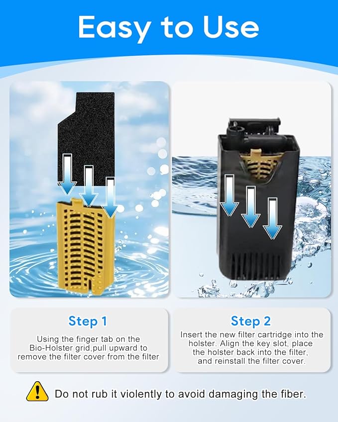 8 Pack Extra Small Aquarium Filter Cartridges Compatible with Aqueon QuietFlow Internal Power Filter SmartClean 5 Gallon, Replacement Filter Cartridge for Fish Tank Filters XS, 3 x 1.85 Inch