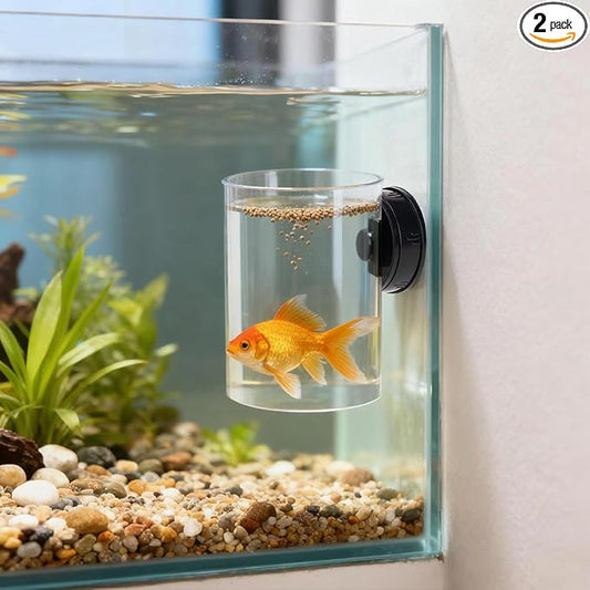 2 Pcs Magnetic Fish Feeder, Auto-Leveling Feeding Ring for Aquarium, Versatile Fish Tank Aquarium Accessories for Pellet, Flake, Frozen Food, Reduce Waste & Maintain Water