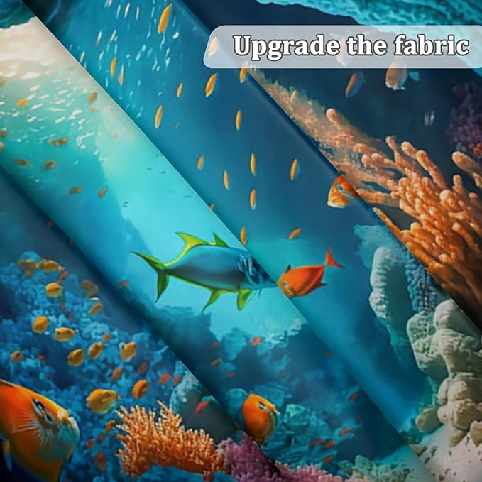 Renaiss 5x4ft Under The Sea Backdrop Fabric Ocean Underwater World Little Mermaid Tropical Fish Aquarium Photo Background Birthday Party Decorations Newborn Baby Shower Party Photo Prop