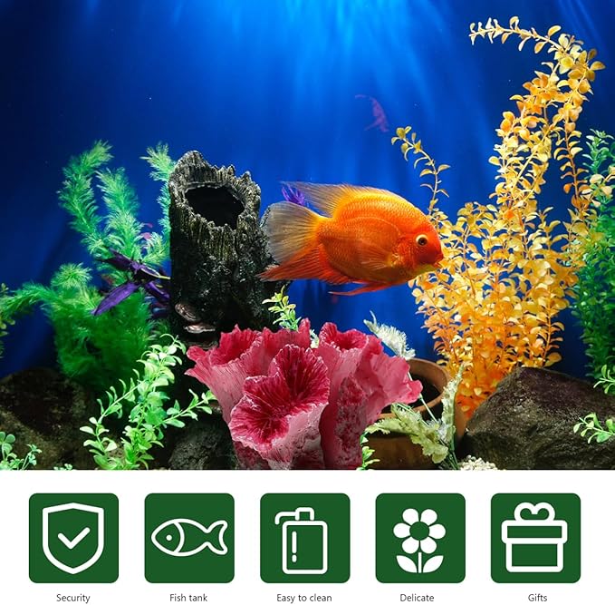 Ipetboom 2pcs Artificial Reef Coral Aquarium Decorations, Red Fish Tank Ornaments, Home Tank Decor Coral for Aquarium Landscape, 2.8x2 Inch