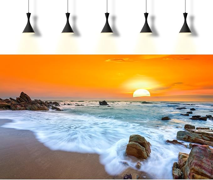 Ocean Beach Aquarium Background Sunset Beach Waves Fish Tank Background Ocean Seascape Dawn Landscape Beach Terrarium Backgrounds Seacoast Seascape Wave Seashore Reptile Tank Backgrounds 30x12in