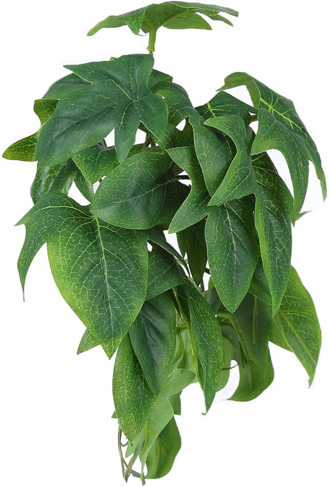 2PCS Artificial Water Plant,Simulation Vine,Lifelike Plastic Leaves Decoration with Suction Cup,Plastic Plant Aquatic Water Grass Decor for Fish Tank (Sweet Potato Leaves)