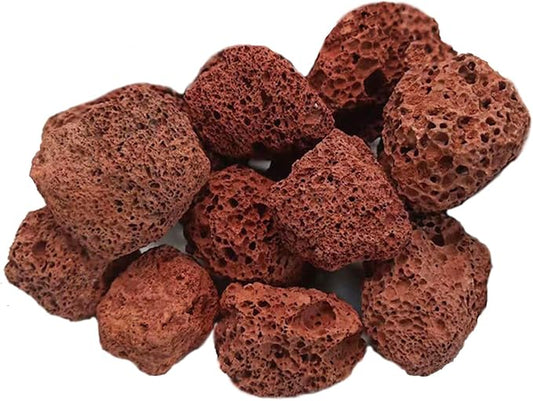 Tfwadmx 10 Pack Aquarium Red Lava Rock Fish Tank Volcanic Pumice Stones for Shrimp Betta(1.18''-1.96'')
