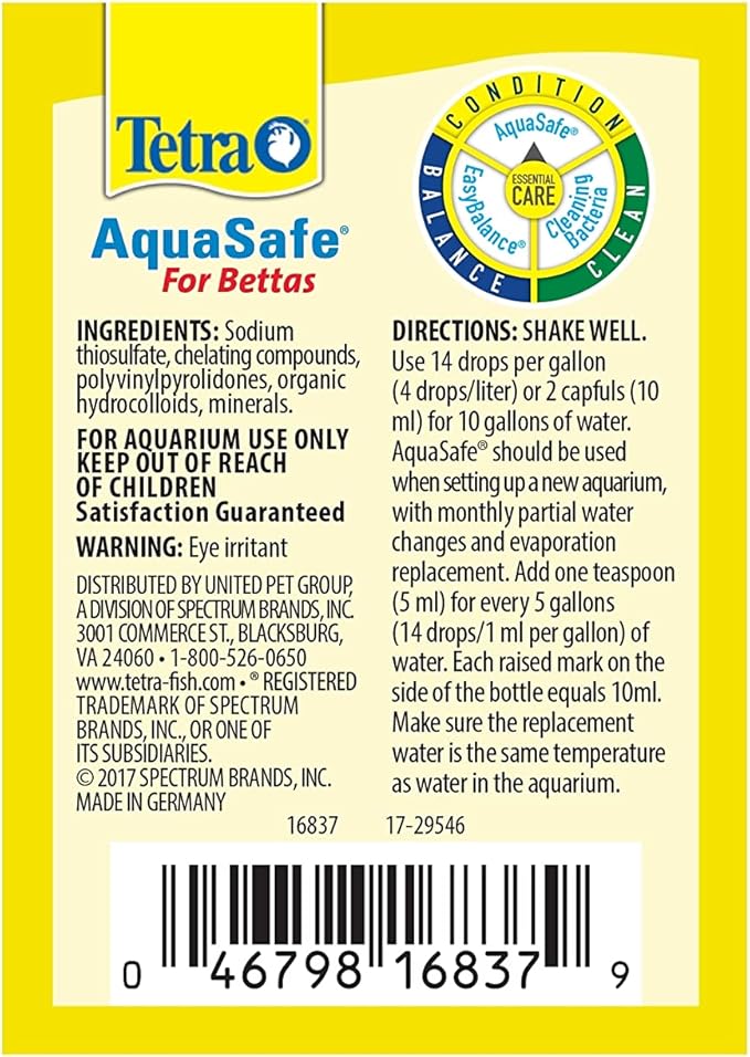 Tetra BettaSafe, Aquarium Water Conditioner for Bettas, 1.69-Ounce, 50ml, Golds & Yellows (16837) (Pack of 2)